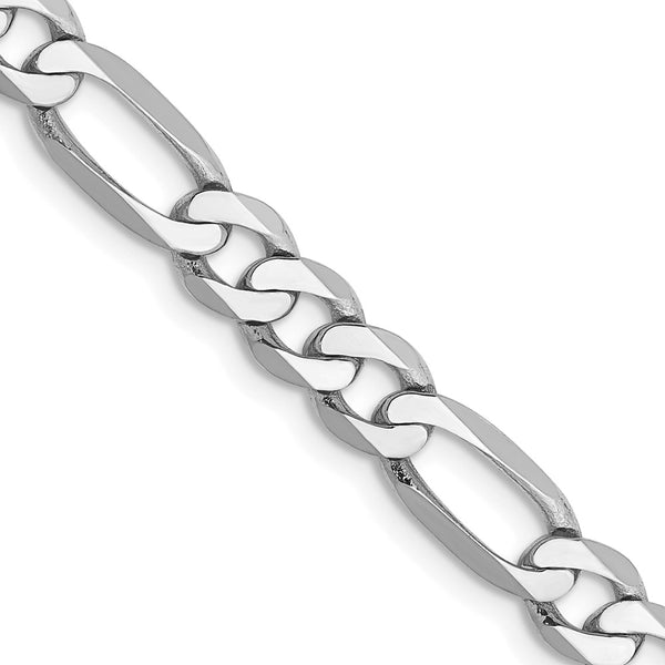 14K White Gold Flat Figaro Chain, 5.5mm