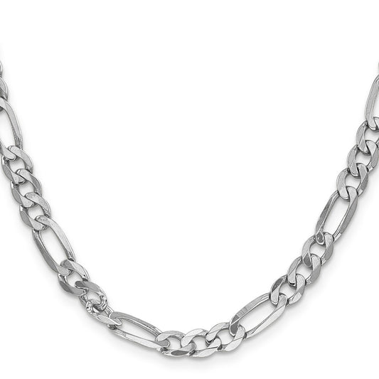 Buy Exclusive 14K White Gold 26-Inch Flat Figaro Chain - Stylish 6mm Design