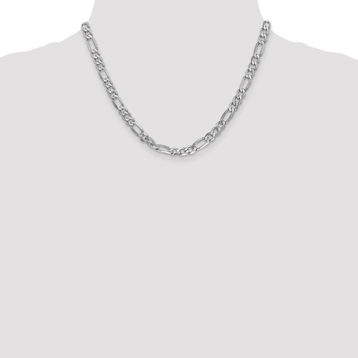 Shop Stylish 14K White Gold 18-Inch Flat Figaro Chain - 6mm Lobster Clasp-4