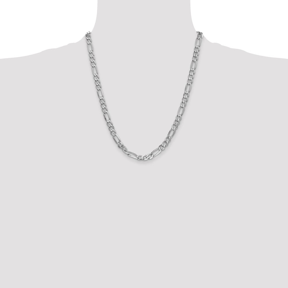 Exclusive 14K White Gold 22-Inch 6mm Flat Figaro Chain - Stylish Value!