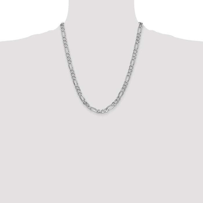 Exclusive 14K White Gold 22-Inch 6mm Flat Figaro Chain - Stylish Value!-4