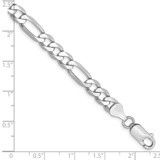 Buy 14K White Gold 8-Inch Flat Figaro Bracelet, Stylish 6mm Design, Affordable Price
