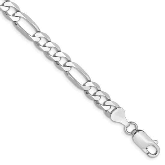 Designer 14K White Gold 7-Inch Flat Figaro Bracelet - Stylish 6mm Value