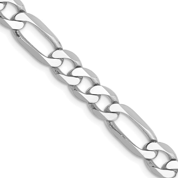 14K White Gold Flat Figaro Chain 6mm