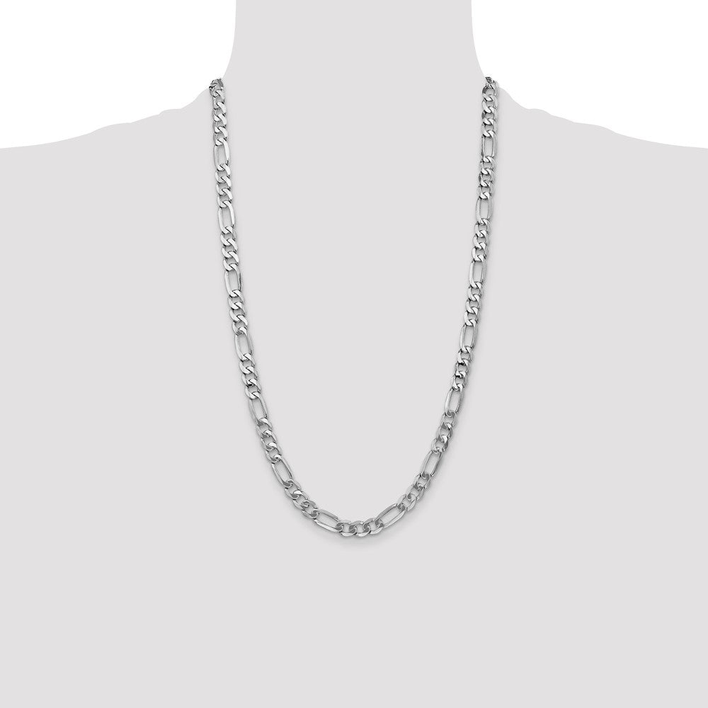 High-Quality 14K White Gold 26-Inch 7mm Figaro Chain - Stylish & Durable!
