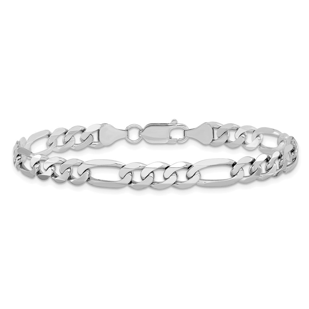 Buy Stylish 14K White Gold 9-Inch 7mm Flat Figaro Chain - Luxury Jewelry