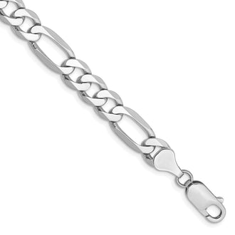 Buy Stylish 14K White Gold 9-Inch 7mm Flat Figaro Chain - Luxury Jewelry