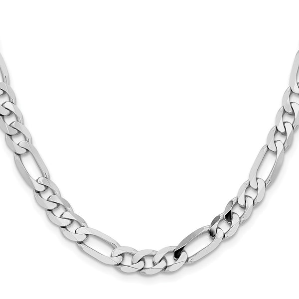 14K White Gold Flat Figaro Chain - 7.5mm