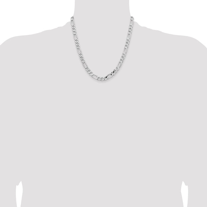 Shop Exclusive 14K White Gold Flat Figaro Chain - 20-Inch, 7.5mm Links, Stylish!-4