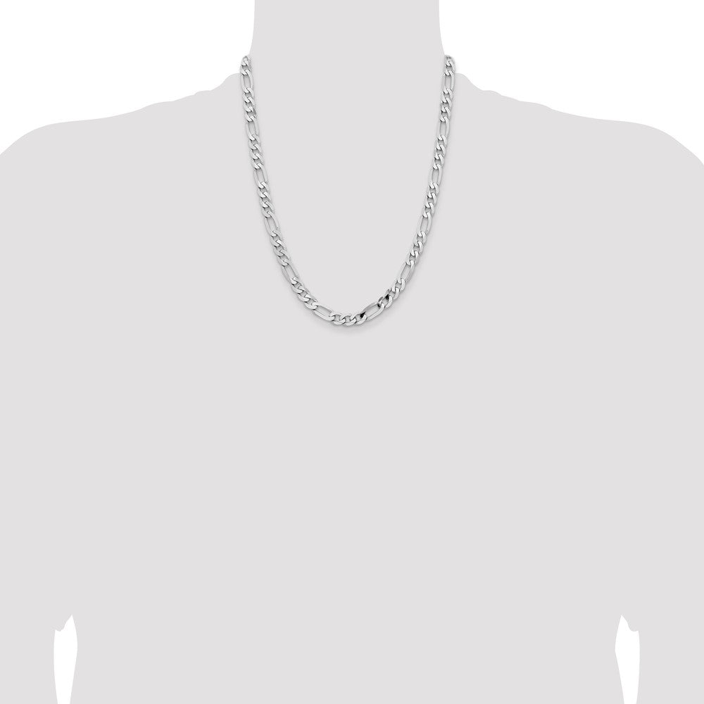 Buy Exclusive 14K White Gold 22-Inch Flat Figaro Chain - Stylish 7.5mm Design