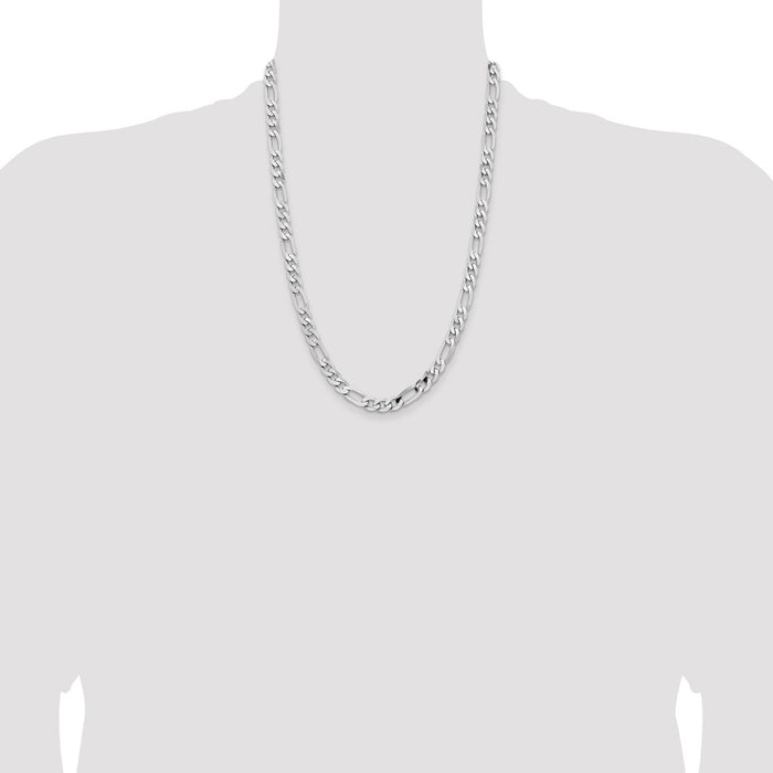 Shop Exclusive 14K White Gold 24-Inch Flat Figaro Chain - Stylish 7.5mm Design-4