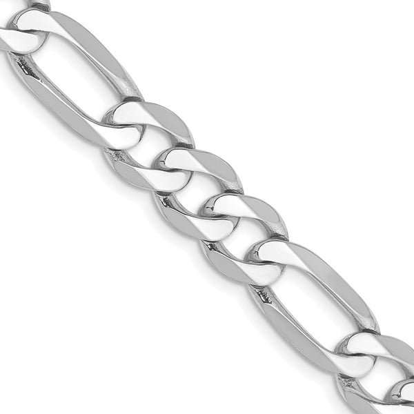 14K White Gold Flat Figaro Chain - 7.5mm