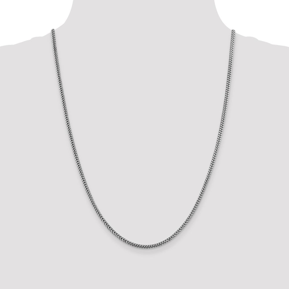 High-Quality 24-Inch 14K White Gold Franco Chain, 2.3mm, Stylish Lobster Clasp