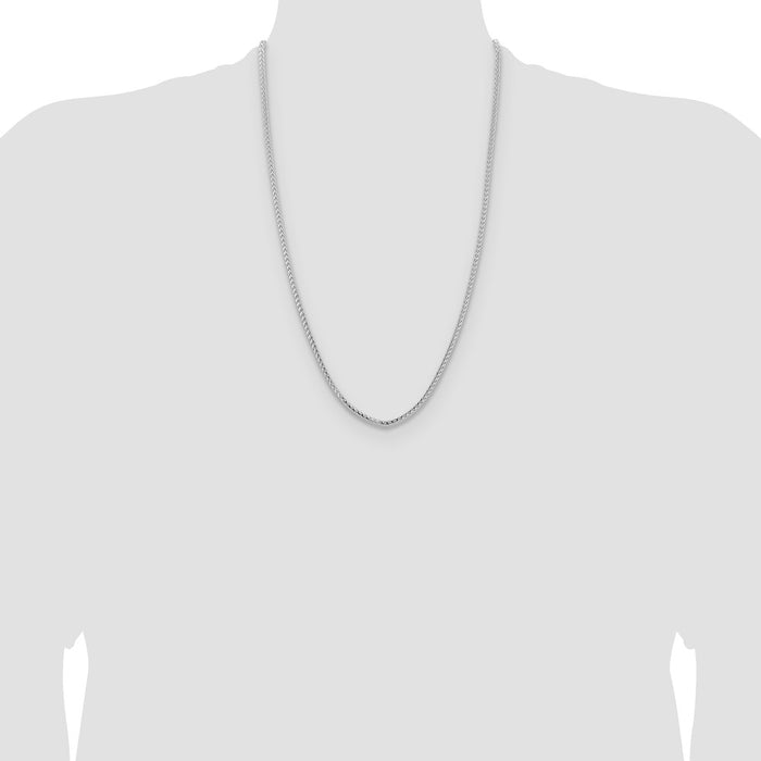 Shop Stylish 14K White Gold 26-Inch Franco Chain - 3mm, Elegant Clasp, Value!-4