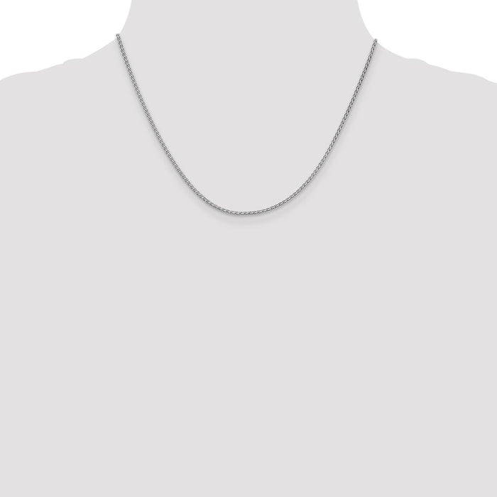 Buy 14K White Gold 18-Inch 1.9mm Flat Wheat Chain - Stylish & Affordable!-4