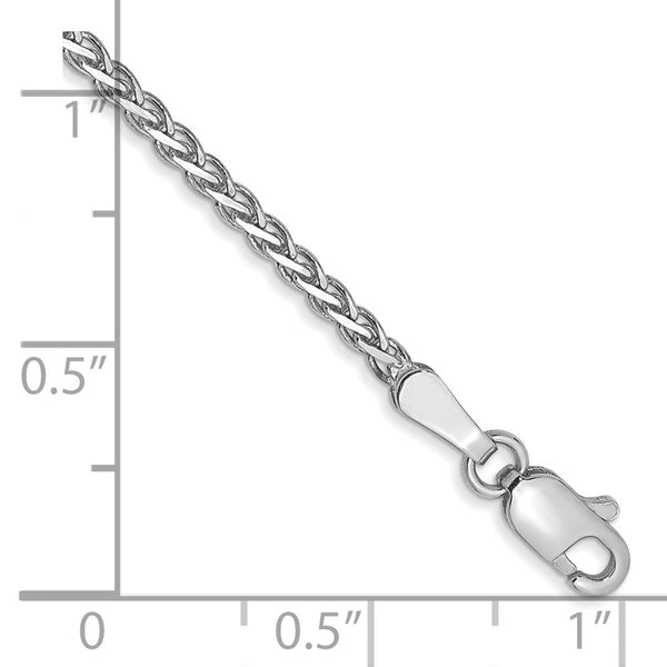 14K White Gold 7-Inch 1.9mm Flat Wheat Bracelet