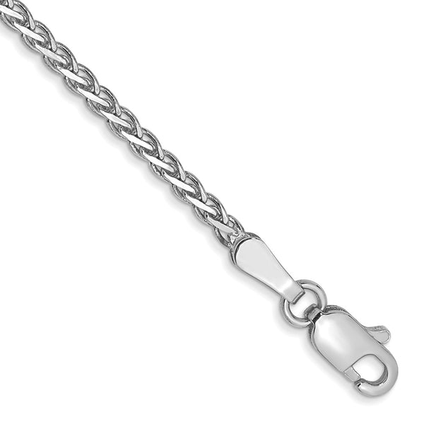 14K White Gold 7-Inch 1.9mm Flat Wheat Bracelet