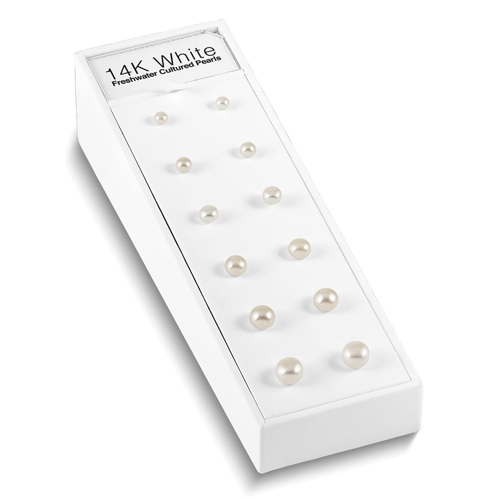 Shop 14K White Gold Button Pearl Stud Earrings | Stylish 5mm, Display Kit Included