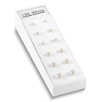 Shop 14K White Gold Button Pearl Stud Earrings | Stylish 5mm, Display Kit Included