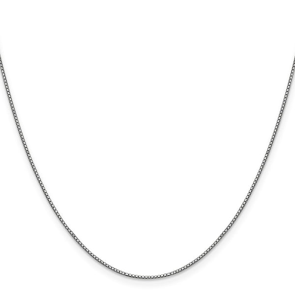 14K White Gold .9mm Box Chain - 24-Inch, Lobster Clasp
