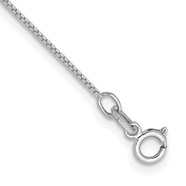 14K White Gold 10-Inch .7mm Box Chain Anklet