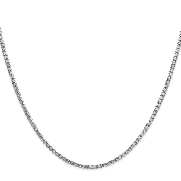 14K White Gold Box Chain, 1.9mm Lobster Clasp