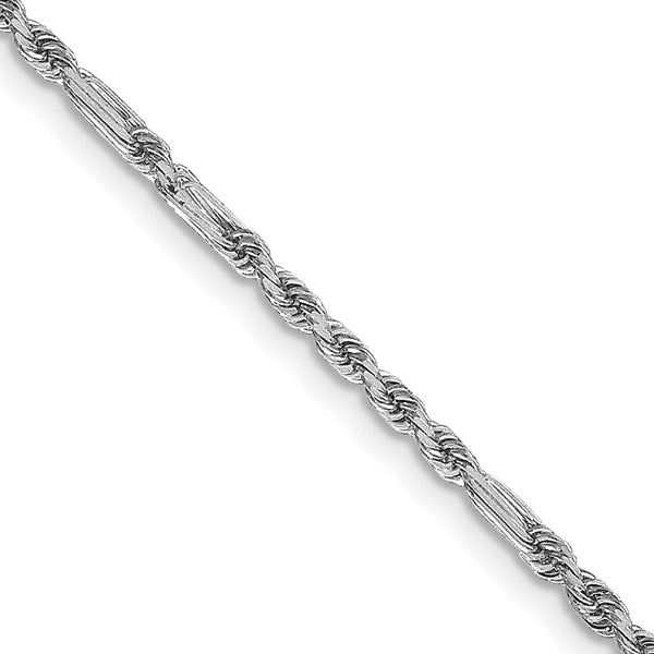 14K White Gold Diamond-Cut Rope Chain, 1.8mm