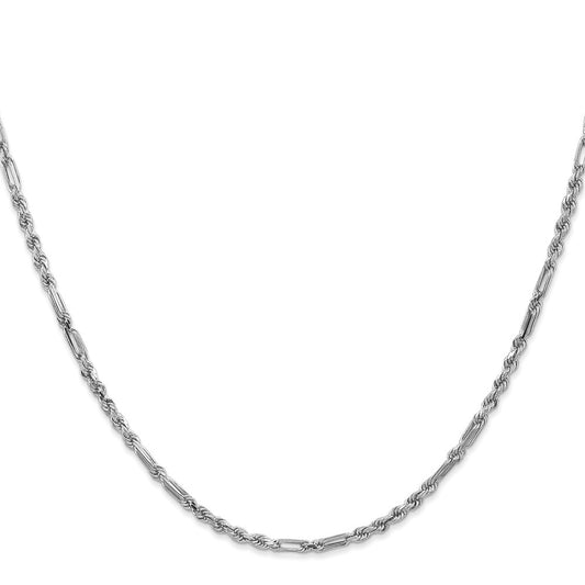 Shop 14K White Gold 2.5mm Diamond-Cut Milano Rope Chain - Luxury Style!
