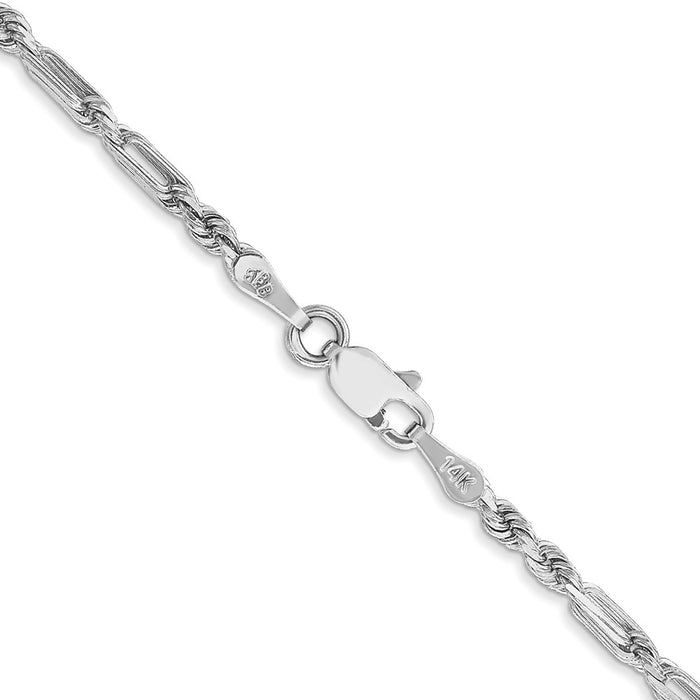 Shop 14K White Gold 2.5mm Diamond-Cut Milano Rope Chain - Luxury Style!-3