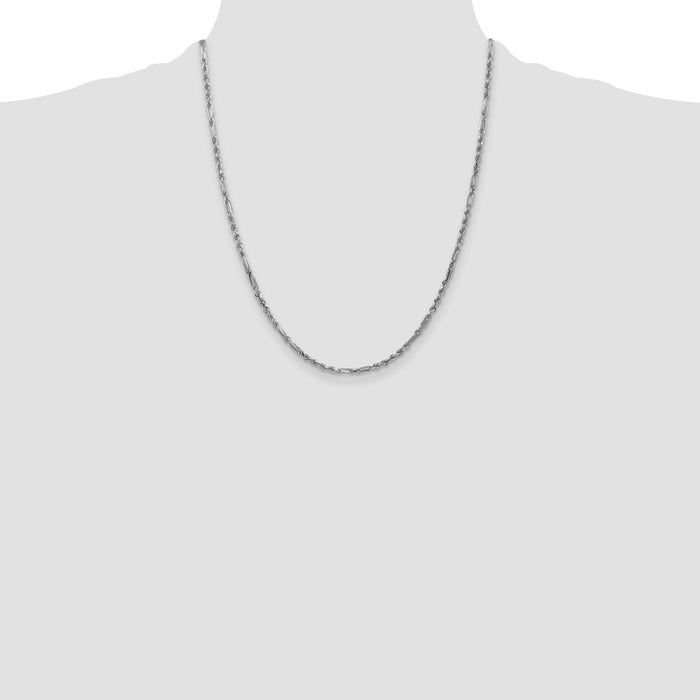 Exclusive 14K White Gold 2.5mm Diamond-Cut Milano Rope Chain - Stylish Value-4