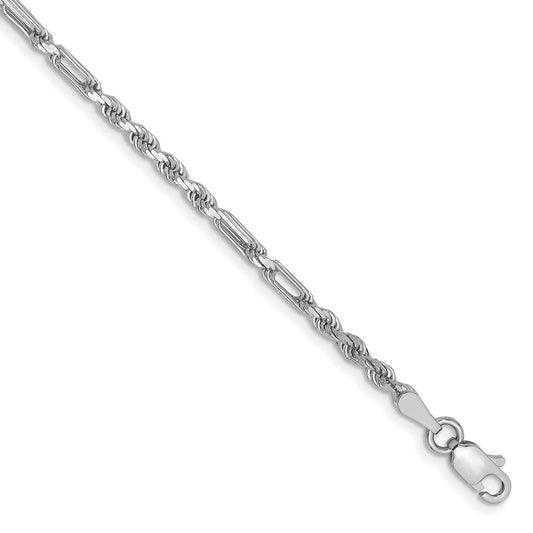 Buy 14K White Gold 2.5mm Diamond-Cut Milano Rope Chain - Luxury Style!