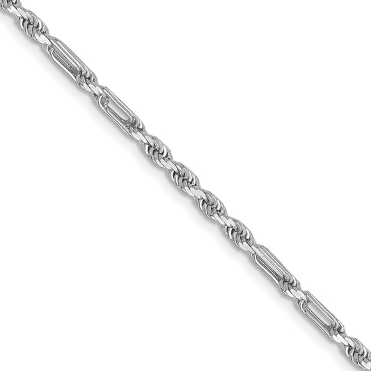 Exclusive 14K White Gold 2.5mm Diamond-Cut Milano Rope Chain - Stylish Value