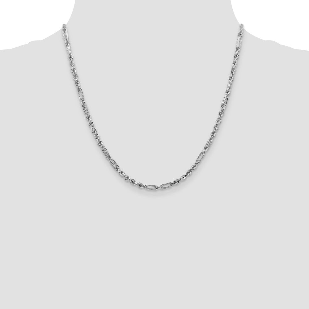 Buy Stylish 14K White Gold 3.0mm Diamond-Cut Milano Rope Chain - Luxury Look!