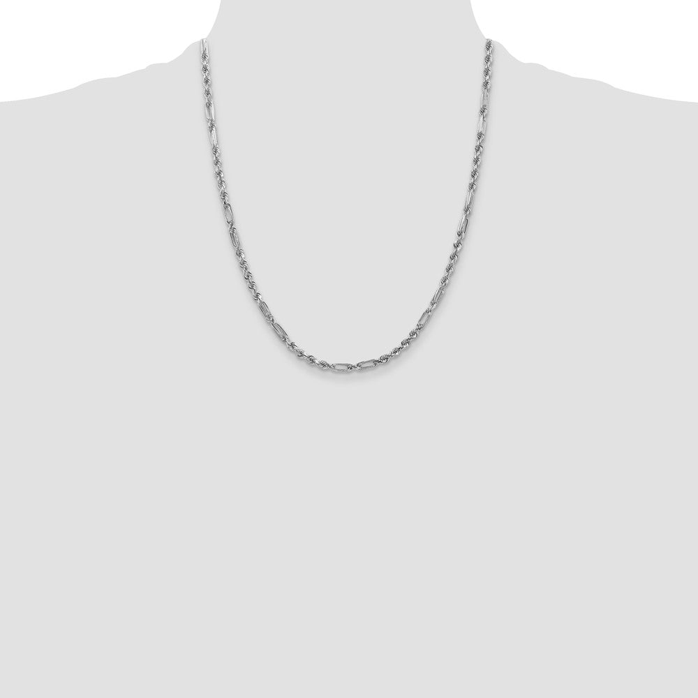 Buy Stylish 14K White Gold 3.0mm Diamond-Cut Milano Rope Chain at Value Price