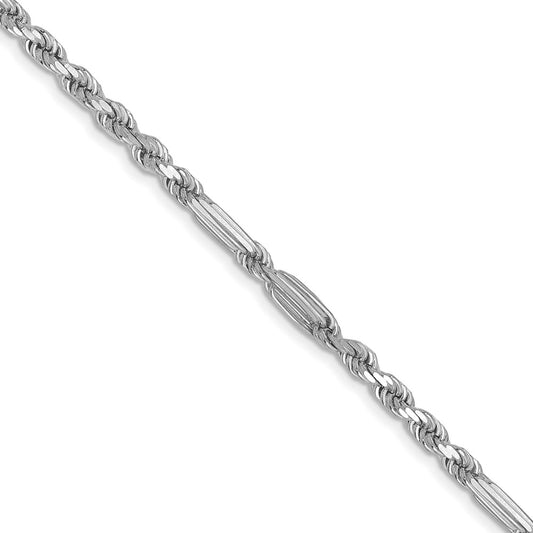 Buy Stylish 14K White Gold 3.0mm Diamond-Cut Milano Rope Chain at Value Price