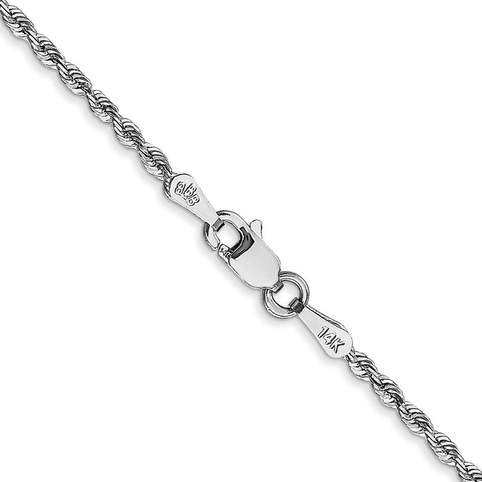 Shop 14K White Gold 22-Inch Diamond-Cut Rope Chain - Stylish 1.85mm Luxury-3