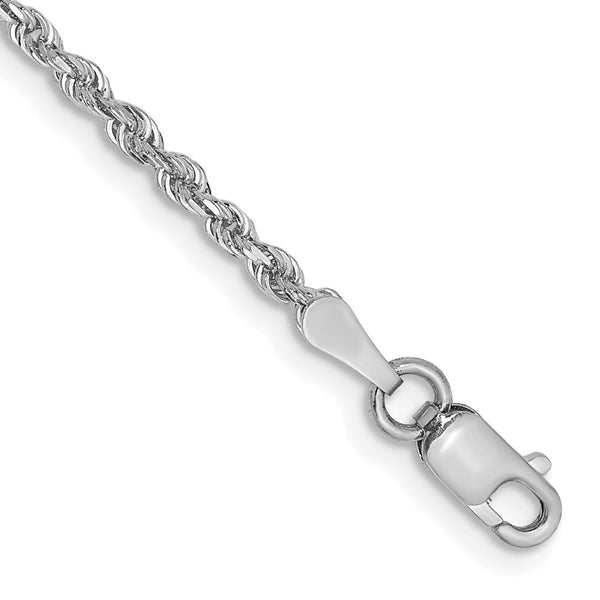 14K White Gold 10-Inch Diamond-Cut Rope Chain