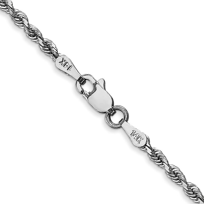 Shop Luxury 14K White Gold 22-Inch Diamond-Cut Rope Chain - 2.25mm Thickness-3