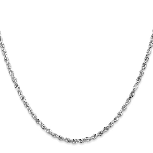 14K White Gold 2.75mm Diamond-Cut Rope Chain Necklace