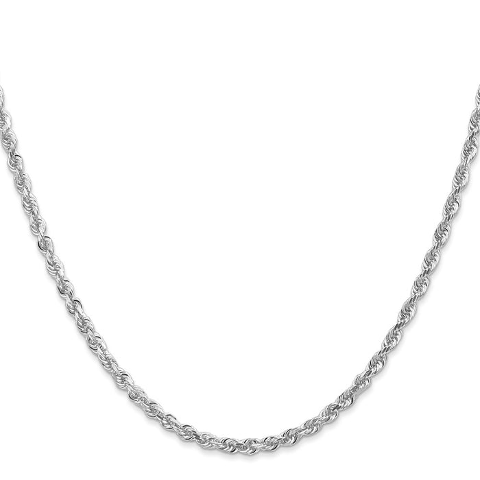 Shop Luxury 22-Inch 14K White Gold Diamond-Cut Rope Chain - 3mm Stylish Design-2