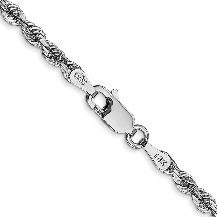 Shop Luxury 14K White Gold 18" 3mm Diamond-Cut Rope Chain - Stylish Value-3