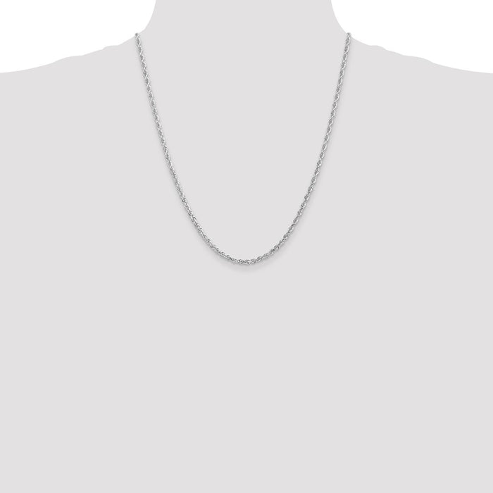 Shop Luxury 22-Inch 14K White Gold Diamond-Cut Rope Chain - 3mm Stylish Design-4