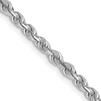 Shop Exclusive 24-Inch 3mm Diamond-Cut 14K White Gold Rope Chain - Luxury Style
