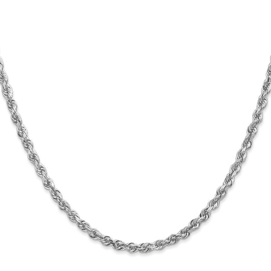 Buy Exclusive 14K White Gold 22-Inch Diamond-Cut Rope Chain - Stylish Value!