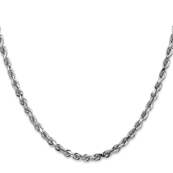 14K White Gold 20" Diamond-Cut Rope Chain - 4mm