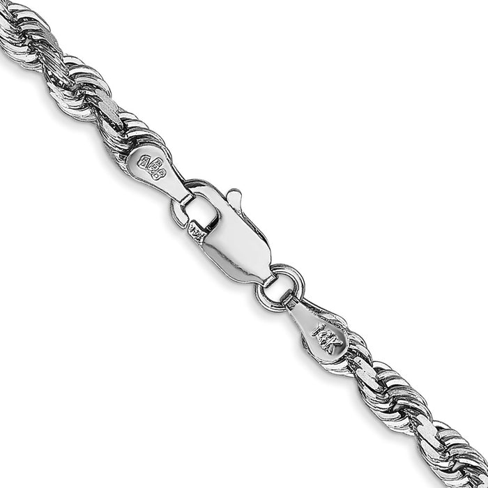 Shop Stylish 14K White Gold 20" Diamond-Cut Rope Chain - 4mm Luxury Design-3