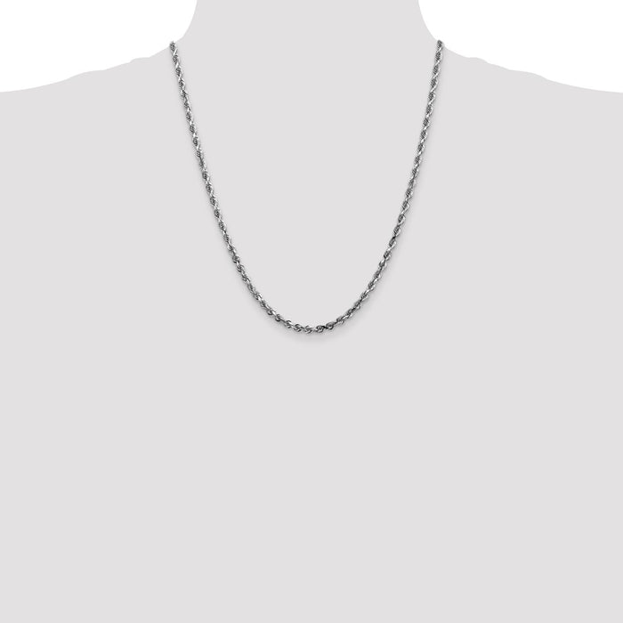 Exclusive 14K White Gold Diamond-Cut 4mm Rope Chain 22-Inch - Stylish Value!-4