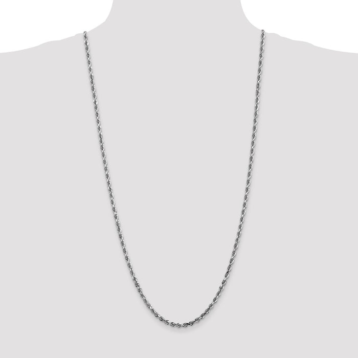 High-Quality 30-Inch 14K White Gold Diamond-Cut Rope Chain, Stylish Value-4