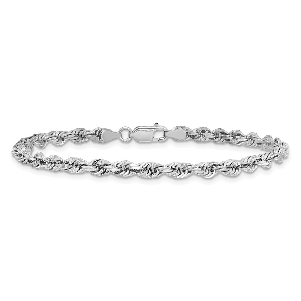 Exclusive 14K White Gold 7-Inch Diamond-Cut Rope Chain | Stylish Value!