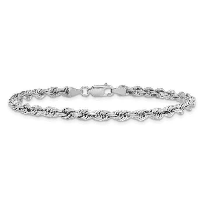 Buy Exclusive 14K White Gold 8-Inch Diamond-Cut Rope Chain - Stylish Value!-2